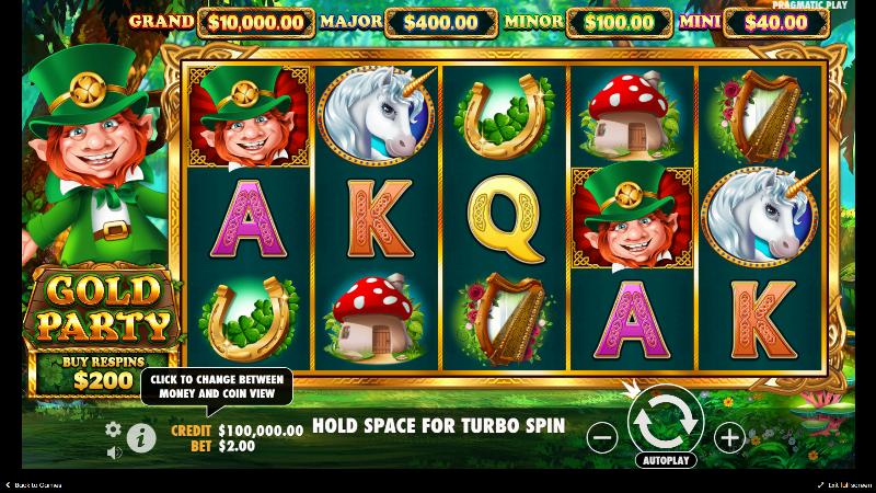 Gold Party Hold and Win — 4 cuadrículas Money Respin